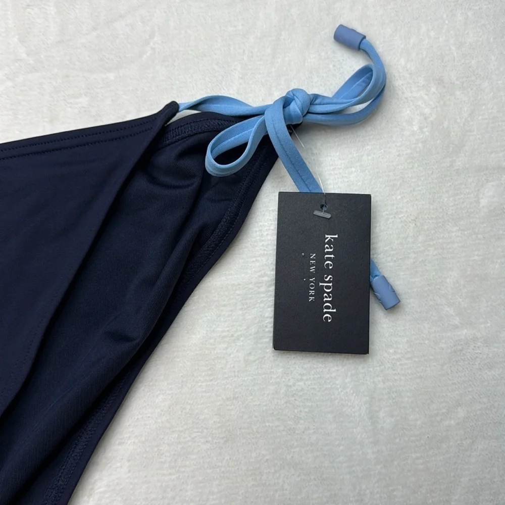 Kate Spade ♠️ Navy Blue String Bikini Bottom- Size Large- NWT